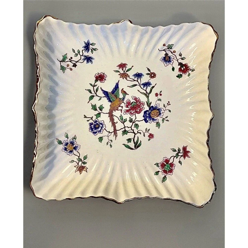 Vintage Hammersley Spode Bird Of Paradise Shakers & Tray Set Chintz Bone China